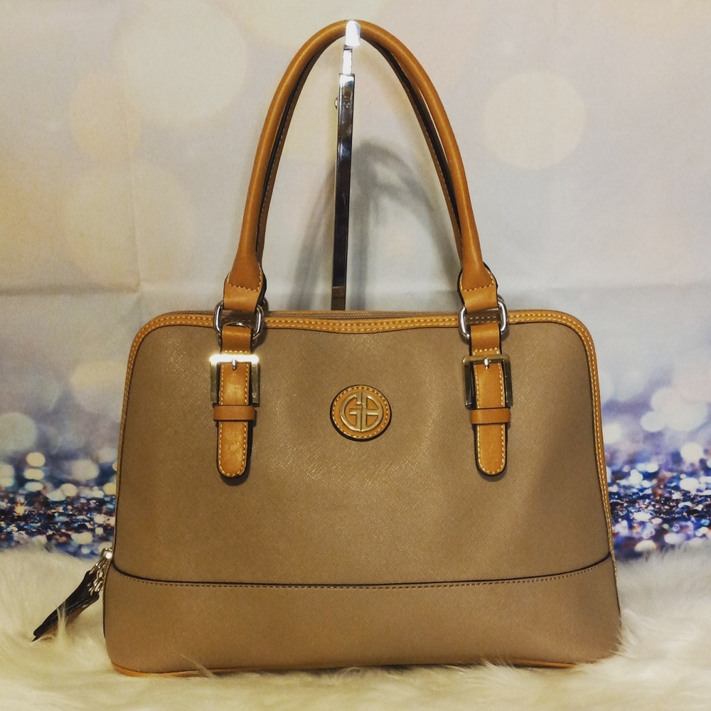 Giani Bernini Tan Satchel with Buckle Details
